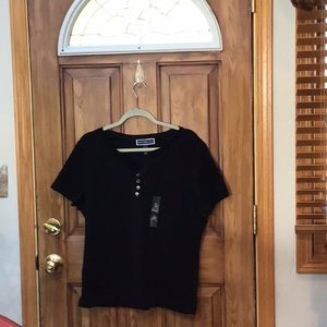 Karen Scott short sleeve black top. Size XL